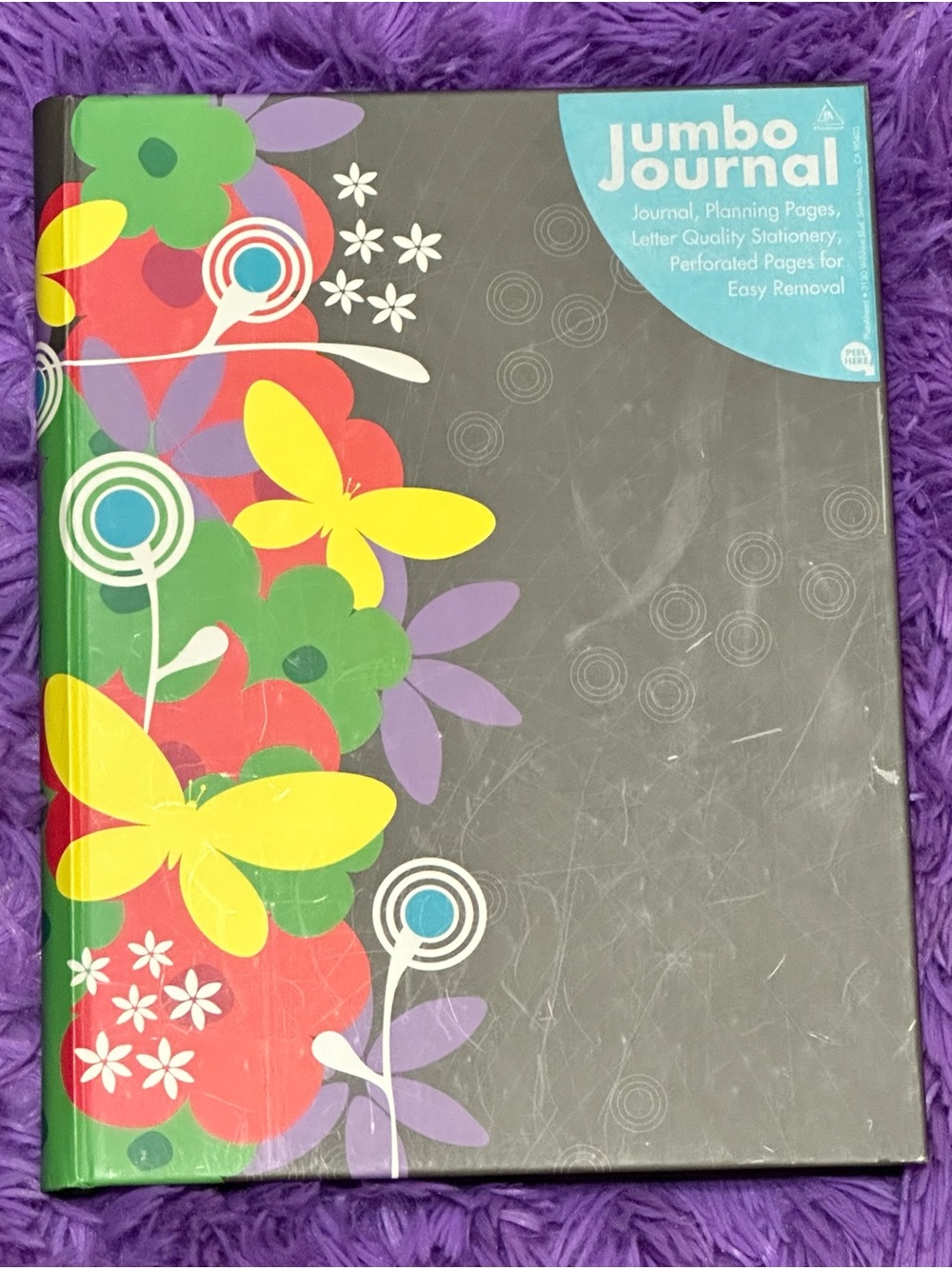 Floral Hardcover Notebook/Journal in Multicolor w Butterflies. Lined Pages